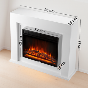 Lareira Elétrica com Chama 3D, Luz LED e Comando Remoto