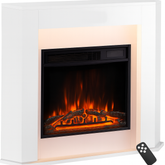 Lareira Elétrica com Chama 3D, Luz LED e Comando Remoto
