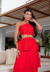 Vestido longo flor